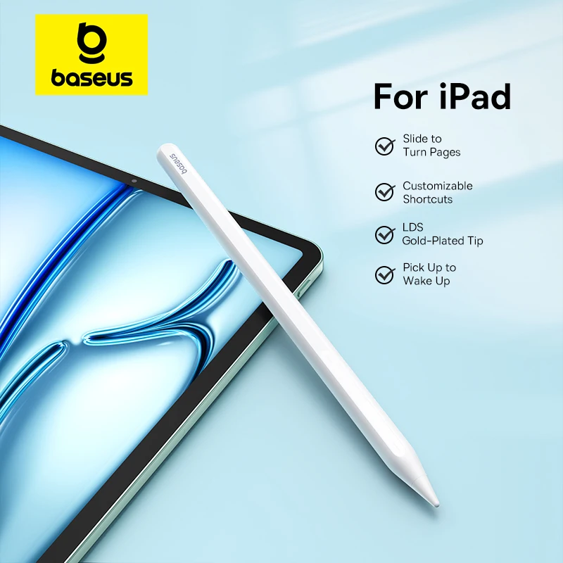 

Baseus Bluetooth Stylus For iPad Pro 360° Touch Operation Wired Charging Customizable Shortcuts Slide-to-Turn Page For iPad Air