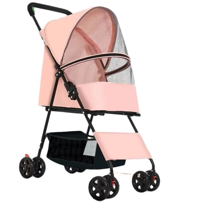 

Medium-sized Luxury Pet Stroller for Small Dogs All-in-One with Detachable Storage Basket and Simple Style