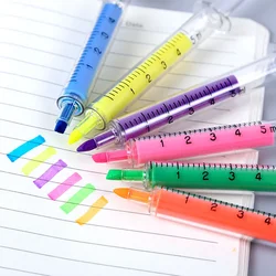 Kawaii Syringe Highlighter Pen Syringe Needle Shape Mechanical Color pen Ballpoint for Office School Marker Writing Tool