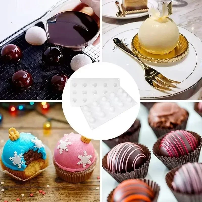 Image 5: Moule sphère 3D en Silicone pour Mousse, gâteau, cuisson en forme de boule, Dessert français, truffe au chocolat, outils de pâtisserie, accessoires de cuisine