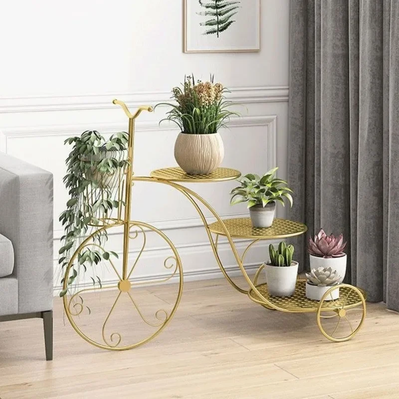 

Creative Bicycle Flowerpot Rack Living Room Floor Type Flower Shelf Interior Decoration Storage Rack Light Luxury Plant Stand