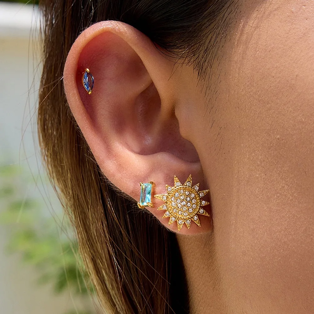 

ENFASHION Aretes De Mujer Серьги-гвоздики с цирконом Солнца и Луны для женщин, нержавеющая сталь, позолоченные 18 К, ювелирные изделия Delacte E251770