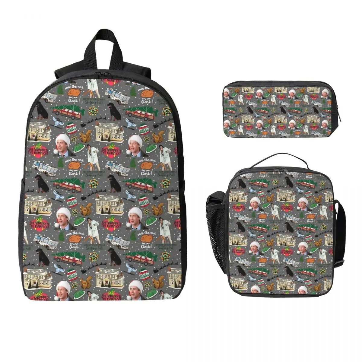 

National Lampoons Christmas Vacation Backpack Boys Girls BookBag School Bag Shoulder Bags 3ps Insulated Lunch Bag Pencil Case