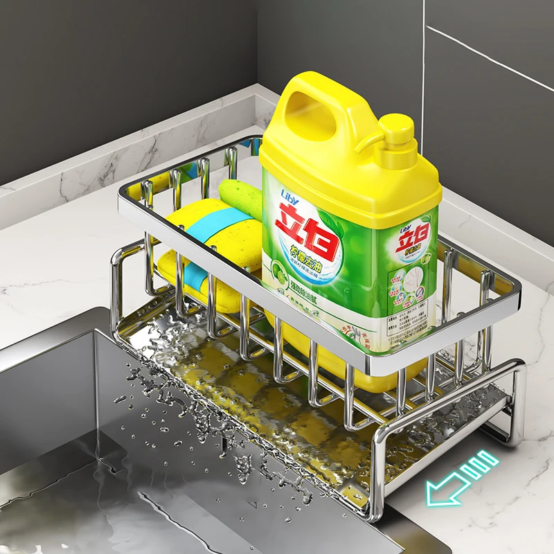 Kitchen Stainless Steel Sink Sponge Holder Drain Rack Faucet Storage Soap Drainer Towel Rack Shelf Organizer Accessories