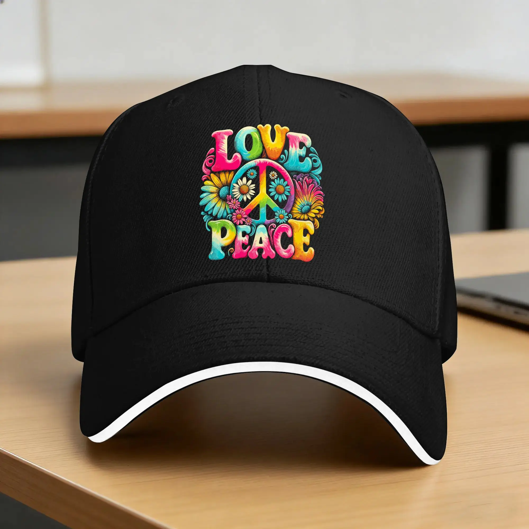 Peace Sign Love Tie Dye Hippie Baseball Cap Women Men Print Trucker Hat Summer Streetwear Outdoor Sport Breathable Baseball Caps