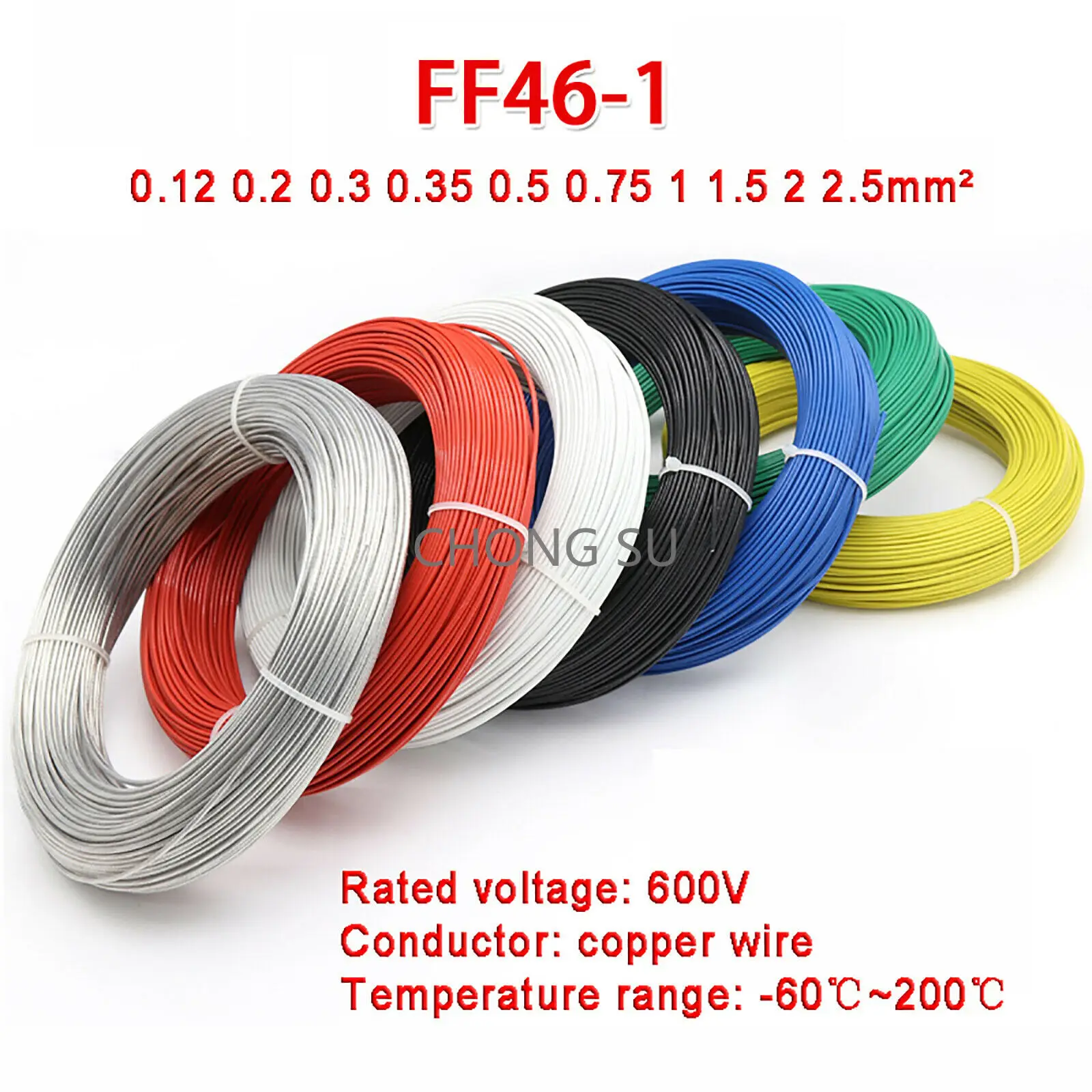 

1/2/5M FF46-1 Multi-pronged Electric Wire Copper Wire 0.12 0.2 0.3 0.35 0.5 0.75 1 1.5 2 2.5 High TEMP 200° Electrician Car Wire