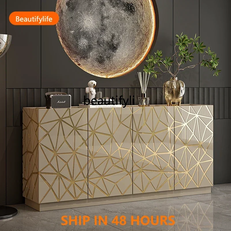 

FH Entryway Cabinet Luxury Sideboard Solid Wood Multi-layer Board Entryway Shoe Cabinet Living Room Storage Cabinet