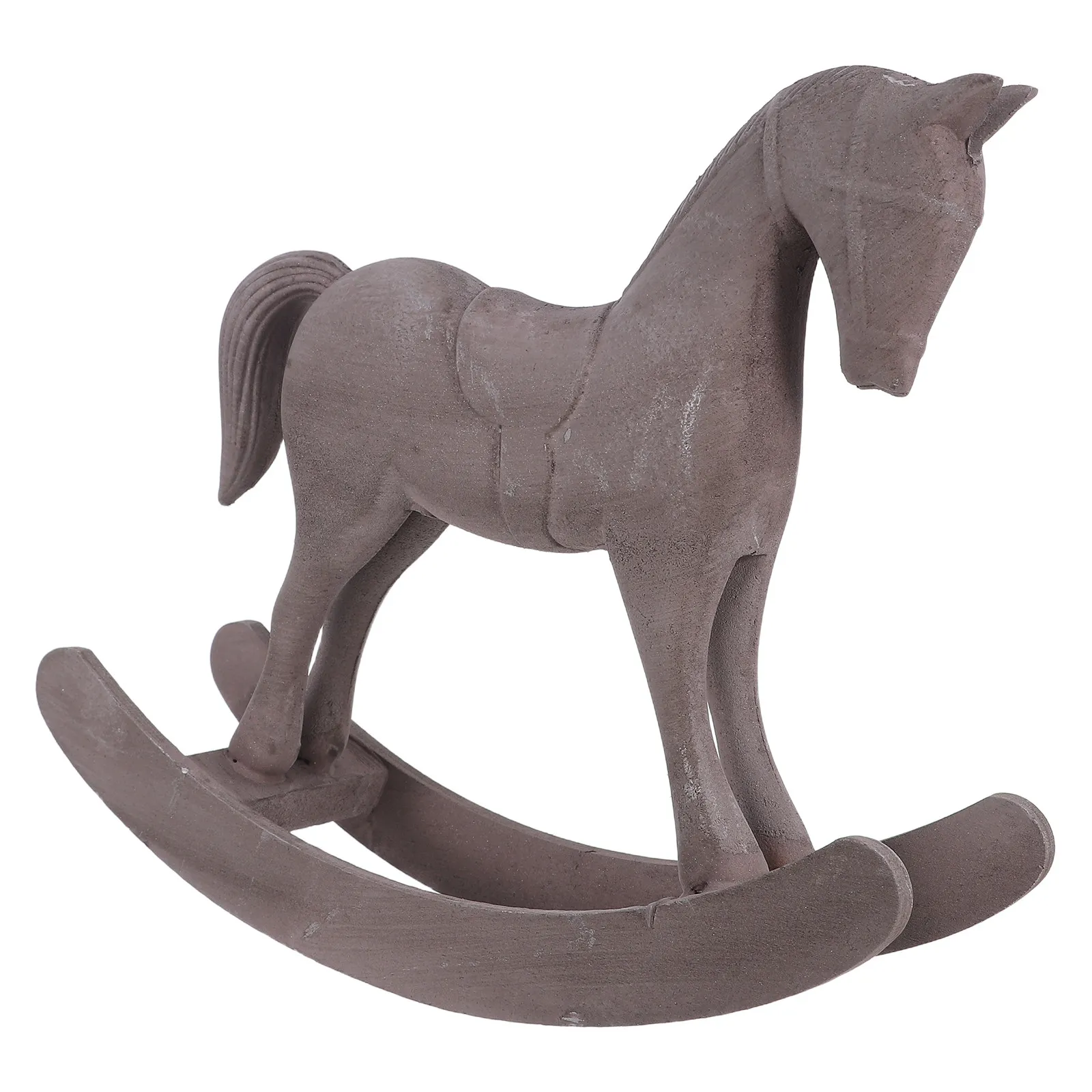 Chinese Zodiac Wooden Rocking Horse 8 Inch Vintage Sculpture Tabletop Ornament Home Cabinet Shelf