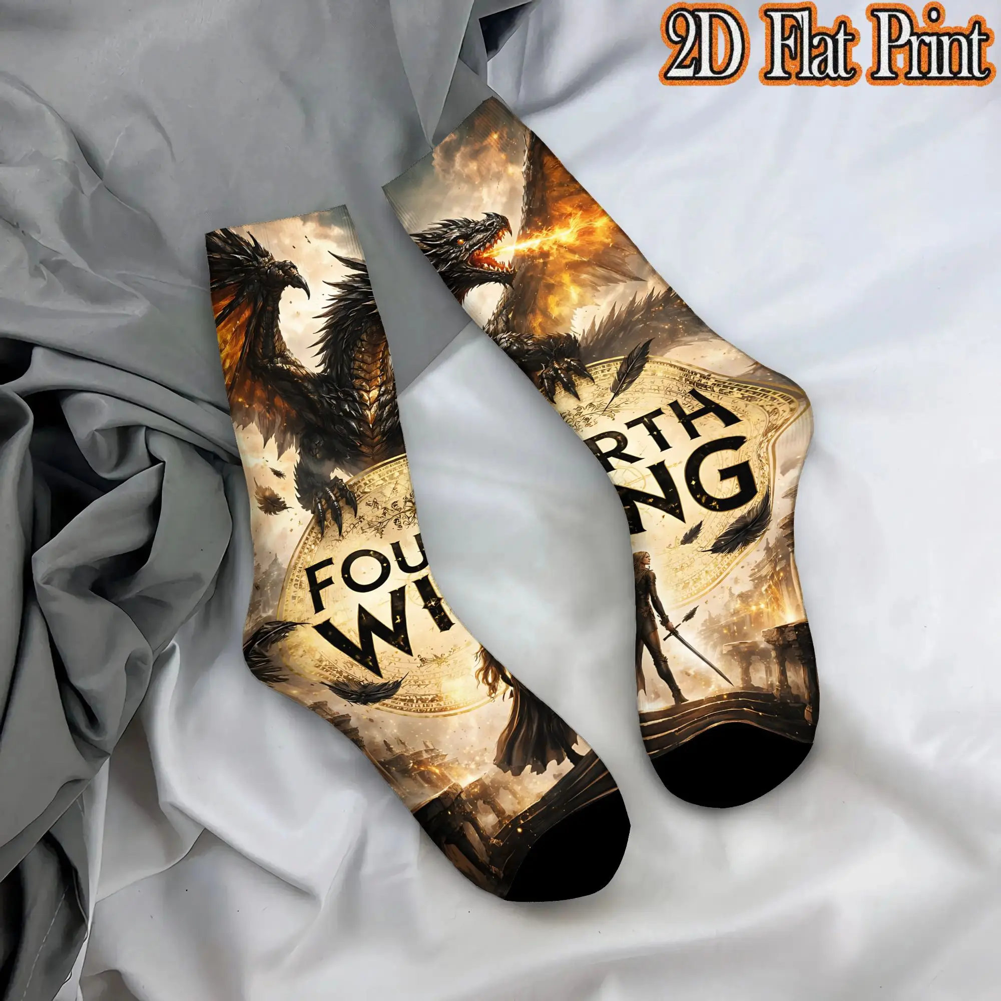 Fourth Wing Outdoor Men's  Compression Winter Socks Unisex Suitable Crew Sock Cycling Socks