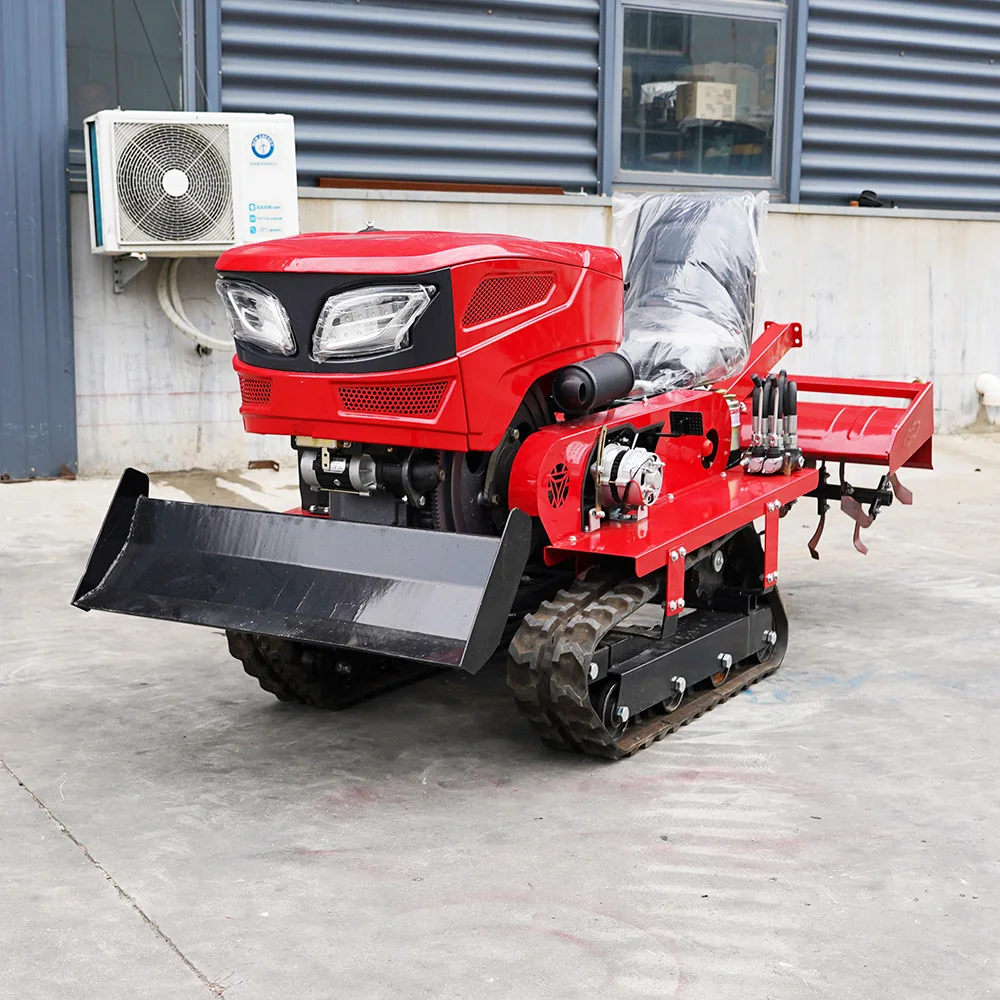 

Power agricultural farming rotavator rotary tiller crawler tractor mini crawler cultivator