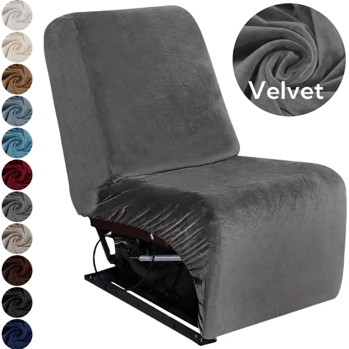 Velvet 1 Additional Seater Slipcover For L Shape Sectional Recliner Sofa Cover