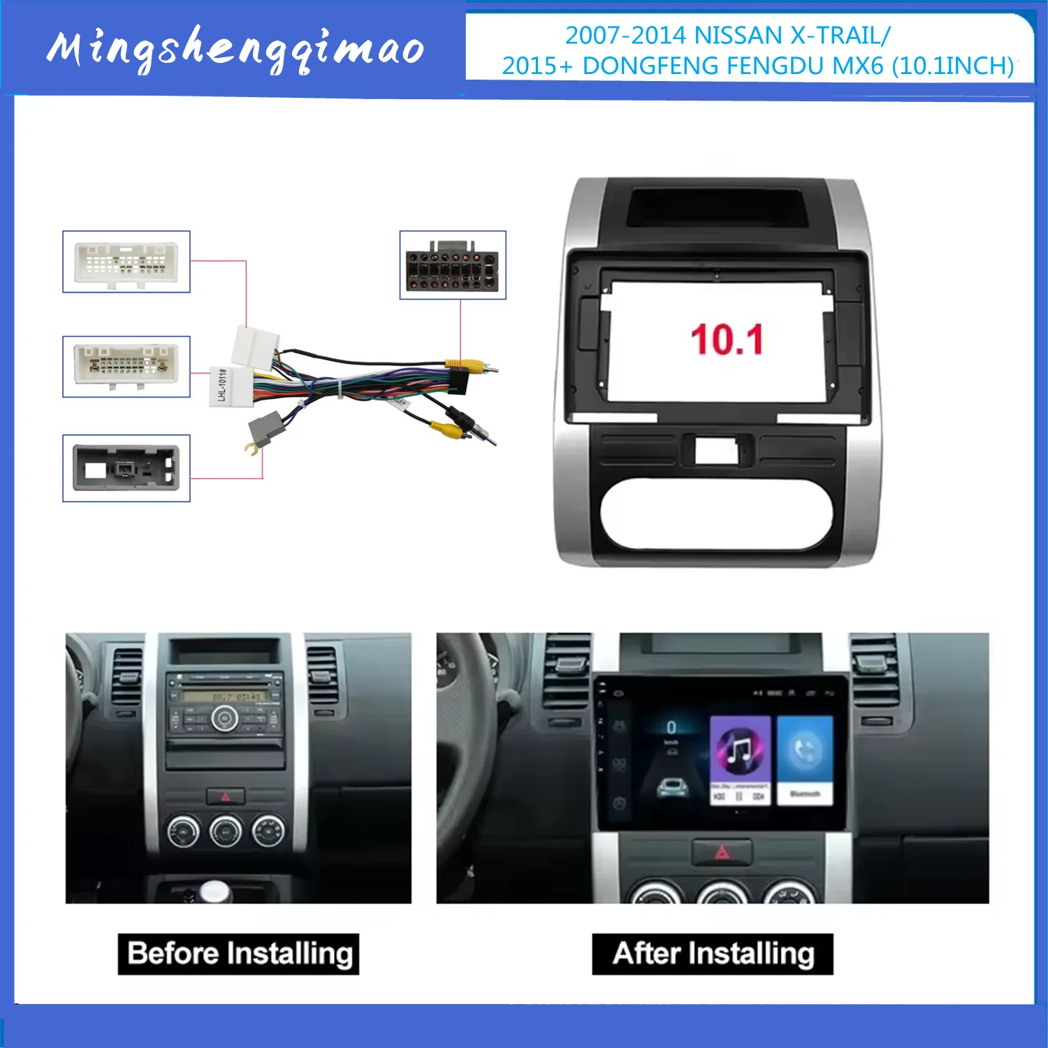 Car Radio Dashboard Frame, 10.1 ", 2Din, painel estéreo, adequado para Nissan X-Trail 2 2008-2012