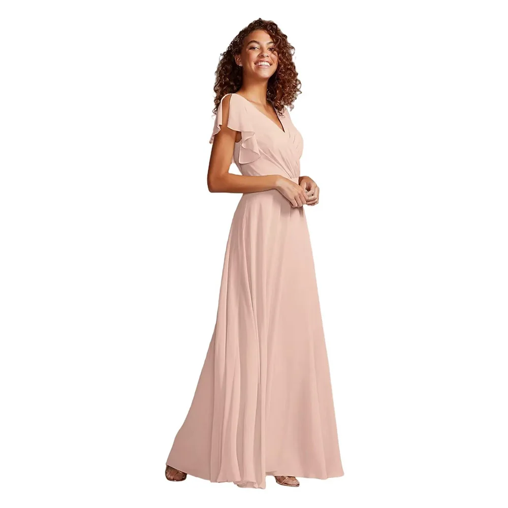 

Customized Elegant Women's Chiffon Mother of The Bride Dresses Dresses Long Flutter Sleeve Chiffon Evening Party Dress 2025