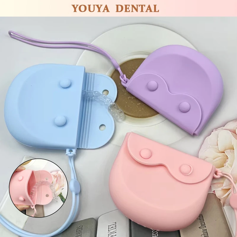 

1pcs Silicone Denture Box Dental Appliance Supplies Tray Care Braces Case Mouth Guard Container Dental Storage Box Oral Hygiene