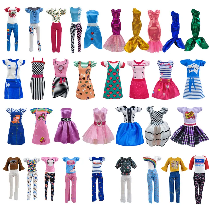 54PCS/Set DIY Barbiees Doll Accessories=34Pcs Clothes +10Shoes +10Bags  For 11.8Inch Barbie & BJD Doll Girl`s Toy Kids Toys