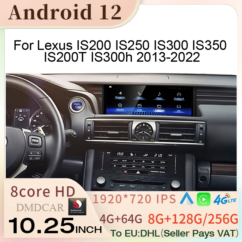 

Android 12 GPS Navigation For Lexus IS 200 250 300 350 200t 300h Car Multimedia Video Player CarPlay Android Auto Touch Screen