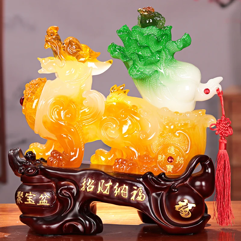 

1 Pc Resin Pixiu Cabbage Decoration Store Opening Housewarming Gift Home Decoration Feng Shui Absorb Wealth Cashier Decoration