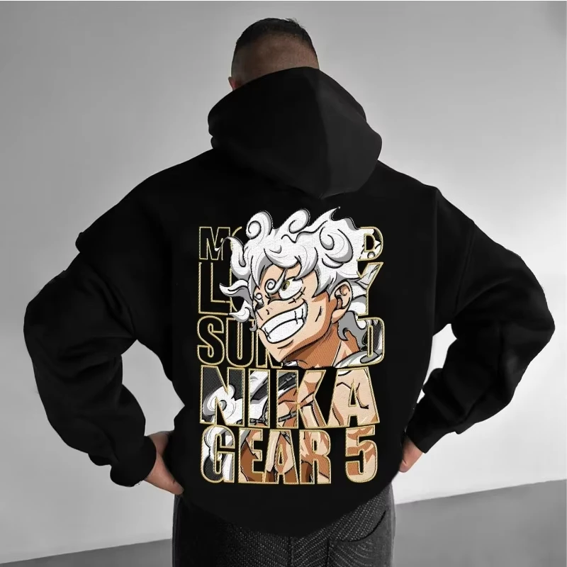 EEN STUK Anime Luffy Gear 5 Gedrukte Hoodie Heren en Dames Herfst/Winter Nieuwe Editie Harajuku Grote Losse Casual Katoenen Top