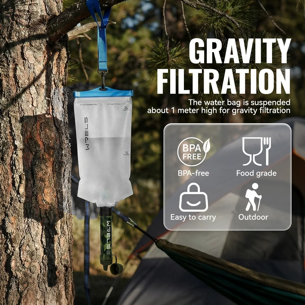 WRELS Outdoor Portable Water Filter Set Camping Water Purifier For Survival Or Emergency Supplies Purification Direct Drinking - view 3