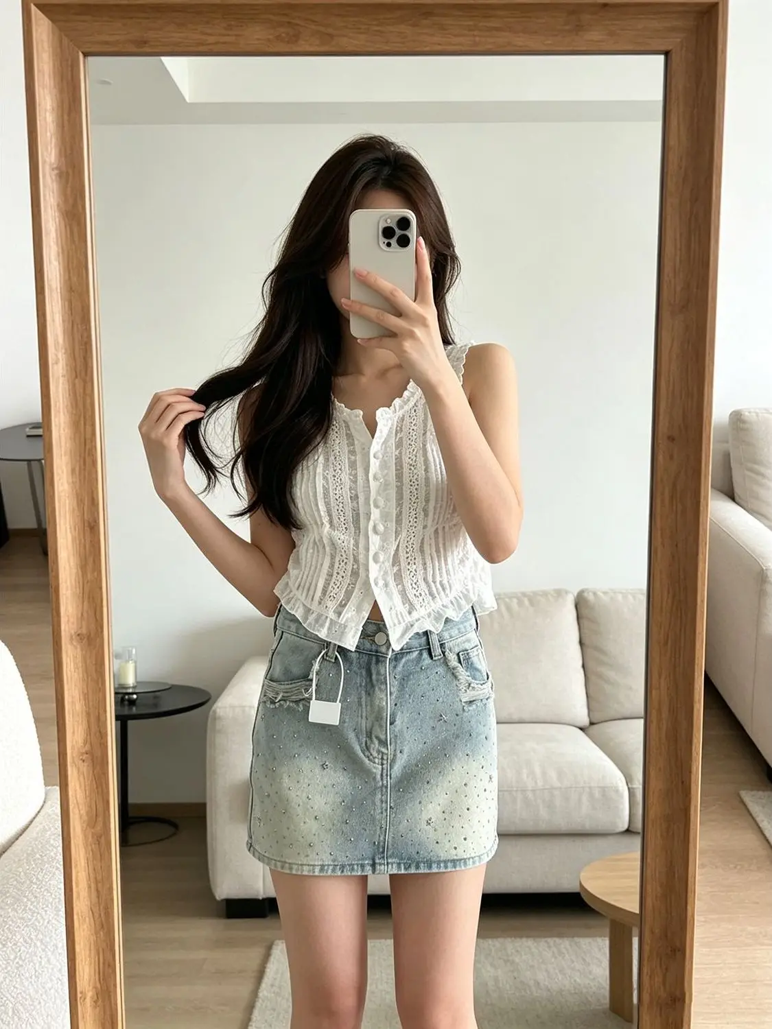 

Retro American Washed Light Denim Short Skirt for Women Summer 2026 New Style Hip Covering Slimming Versatile Skirt