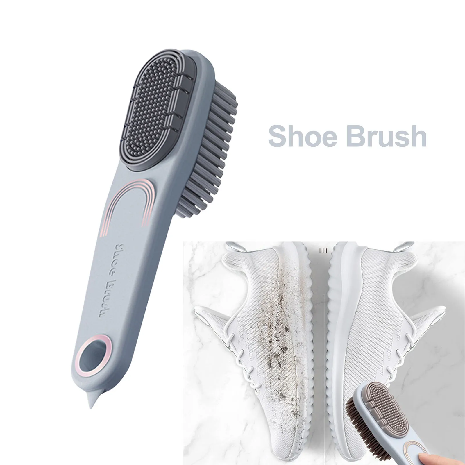 Double-Sided Cleaning Brush Silicone Shoe Brush Long Handle Brush For Clothes Shoes Household Soft Bristled Brush Cleaner Tool