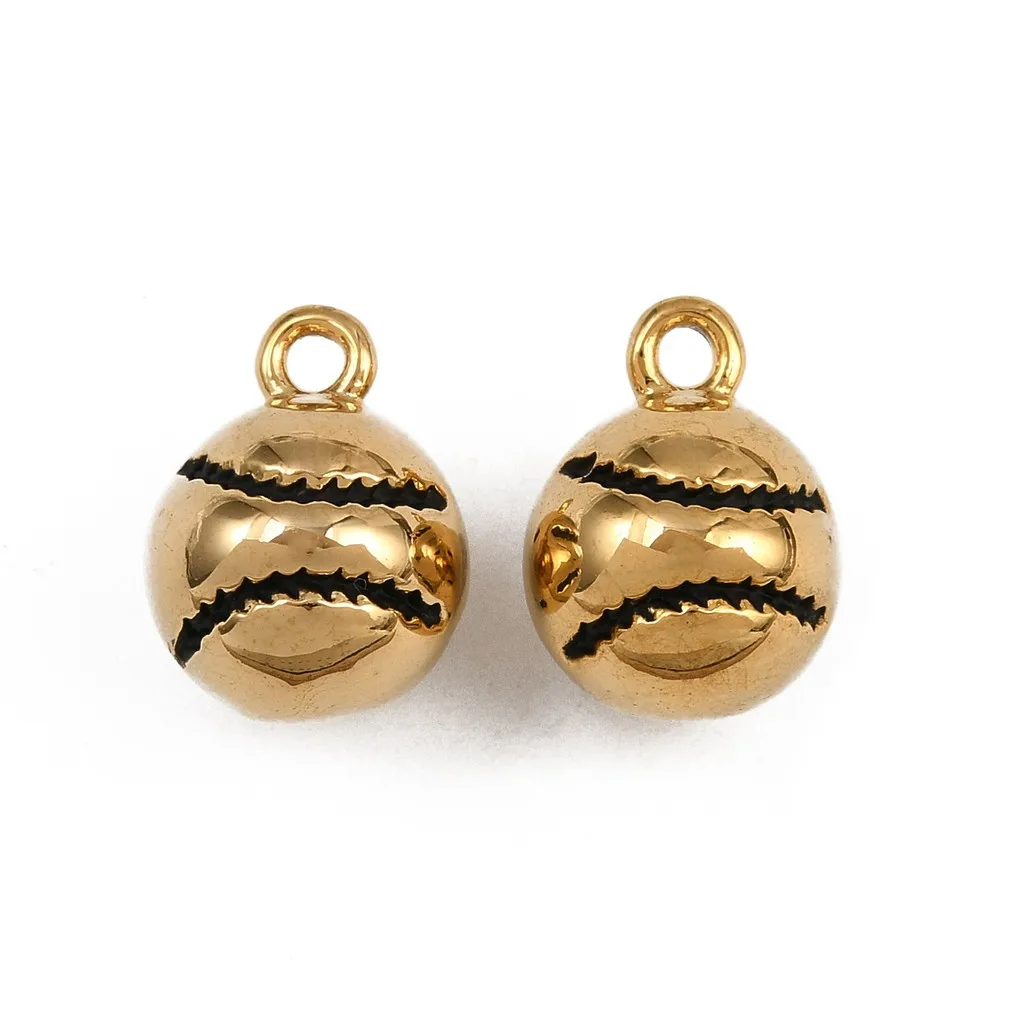 

3pcs Golden 304 Stainless Steel Tennis Ball Charms for Keychain Sport Style Jewelry Making Findings