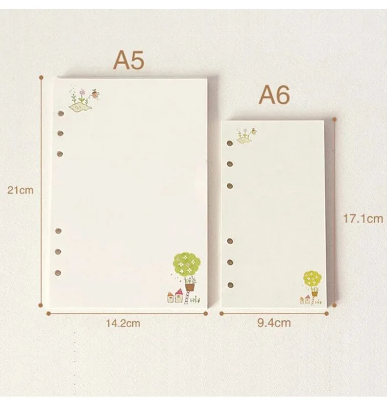 A5 A6 Kawaii 45 Sheets Loose-leaf Notebook Paper Refill Spiral Binder Index Inside Page Daily Monthly Weekly Agenda