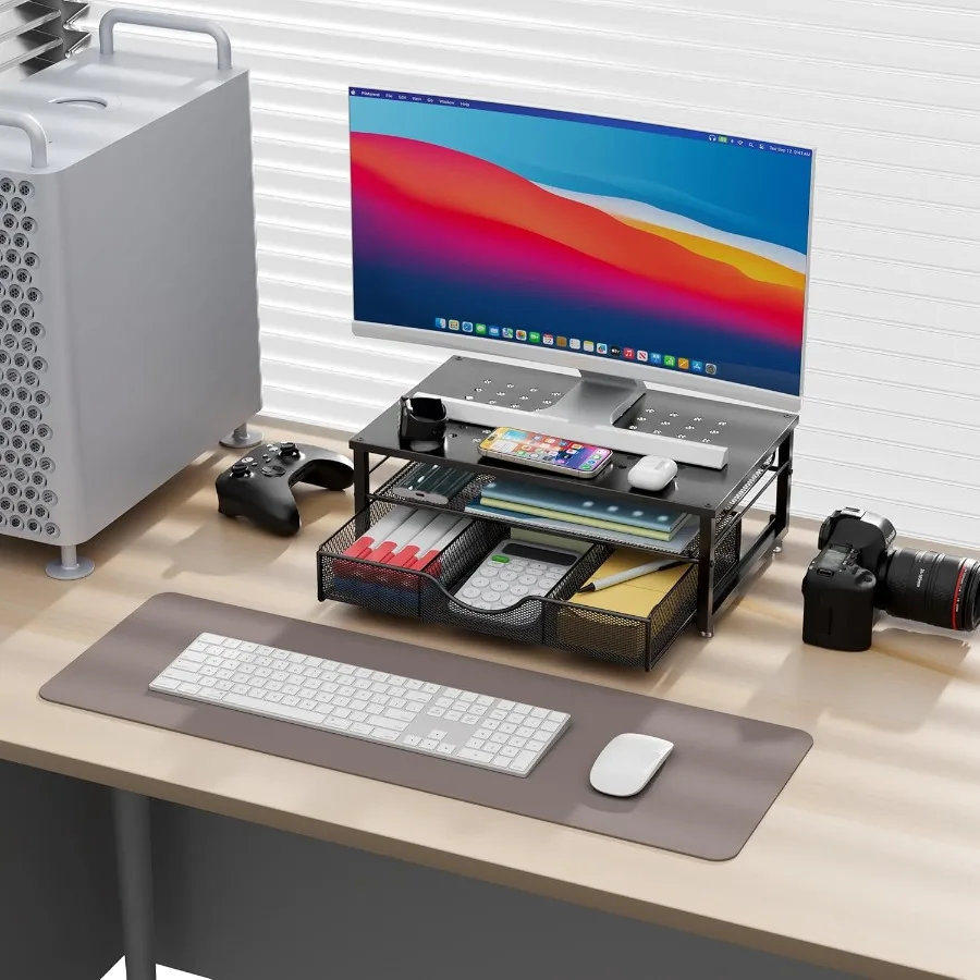 gianotter Computer Monitor Stand Riser Desk Organizers and Accessories with Drawer Office Desk Accessories Workspace Desktop Or