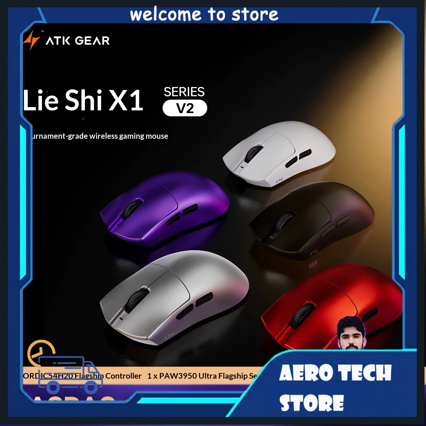 

ATK X1V2 Wireless Gaming Mouse PAW3950 Ultra Nordic 54H20 8K Polling 54g Lightweight Valorant CS2 Apex Fortnite Esports Pro