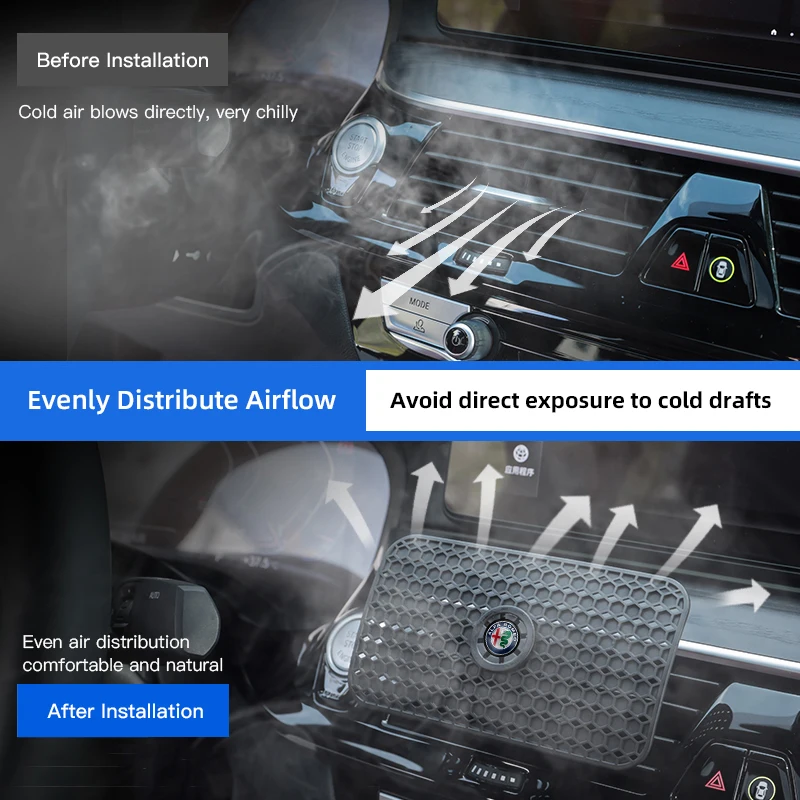 منفذ السيارة حاجز الرياح يندبروف منفذ الهواء يربك تكييف حاجز الرياح ل ألفا روميو 4C 159 166 جوليا 156 ميتو 147 8C GT #3