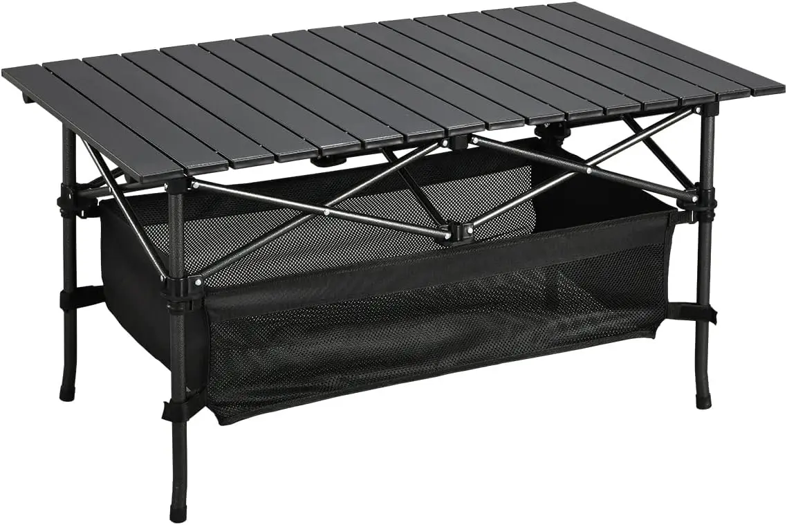 

Lightweight Aluminum Folding Camping Table (47” x 21.65” x 26.7”) Portable Roll-Up Design for Outdoor Camping Beach BBQ Patio an