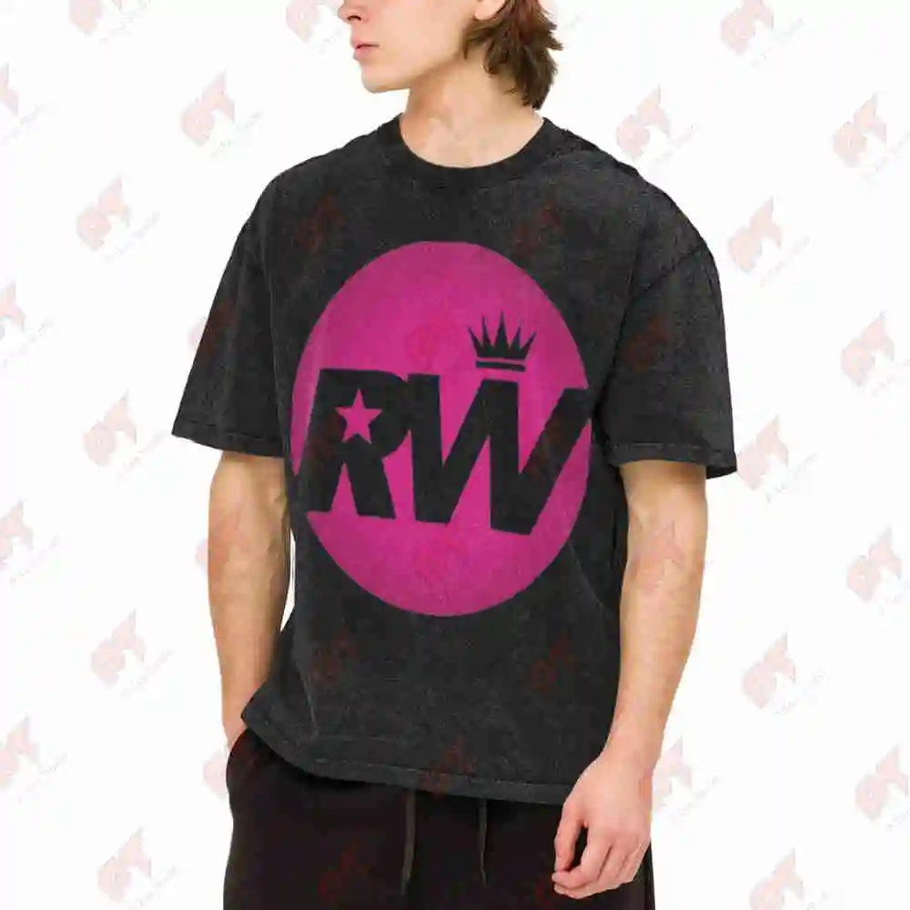 Robbie Williams RW Crown Vintage Washed Tee Pure Cotton T-Shirt