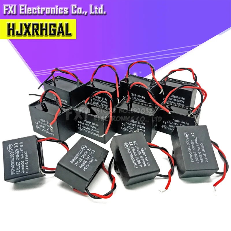 20pcs CBB61 starting capacitance AC Fan Capacitor 450V CBB Motor hjxrhgal Run Capacitor 1UF 1.2UF 1.5UF 2UF 2.5UF 3UF 3.5UF 4UF