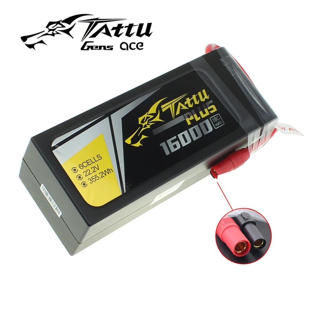 Tattu-rcレーシングドローン用lipo6sバッテリー,22.2v,16000mah plus 15c 6s1p 22.2v,as150 xt150コネクター付き,uavバッテリー