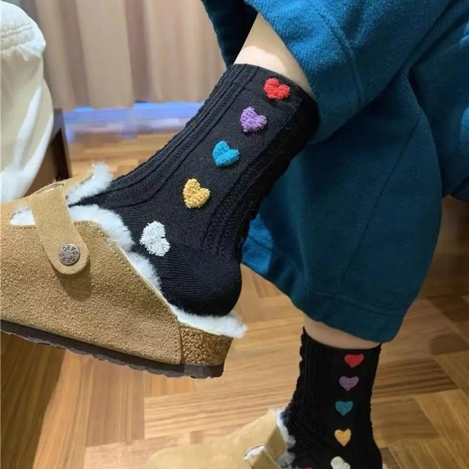 Funny Loving Colorful Heart Pattern Cotton Men Women Crew Sock Street Tide Crew Socks Gift Men Husband Cute Socks Novelty Funky