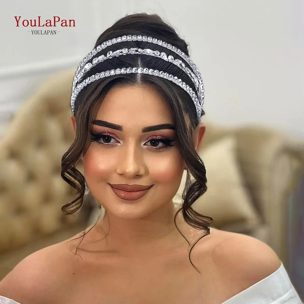 

YouLaPan Sparking Rhinestone Wedding Headband Multilayer Bridal Headpiece Women Banquet Prom Hair Accessories Party Tiara HP864