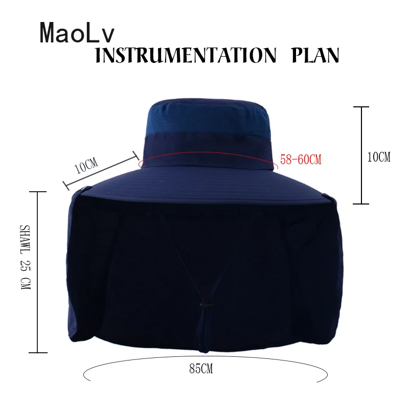 Summer Sun Hats Double Layer UV Protection Fishing Hunting Outdoor Cap Men Hiking Camping Visor Hat Removable Fisherman Hat
