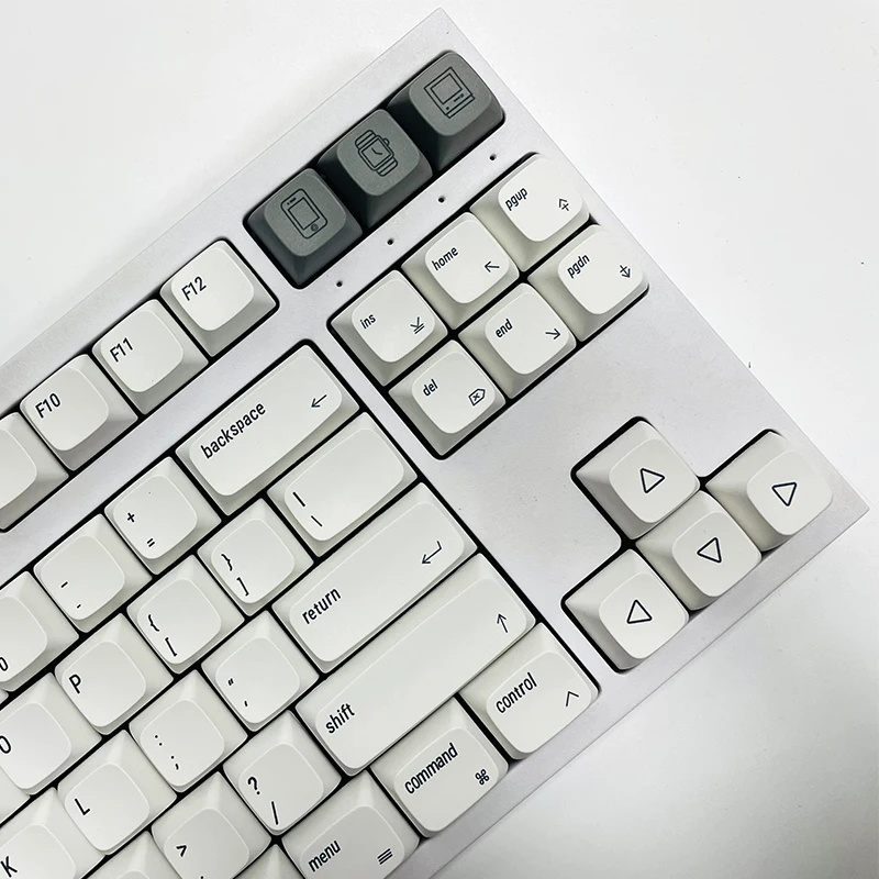 MAC Style White Theme Keycaps Set PBT Sublimation Keyboard Caps Custom XDA Profile Keycaps for Mechanical Keyboard Hangul Keycap