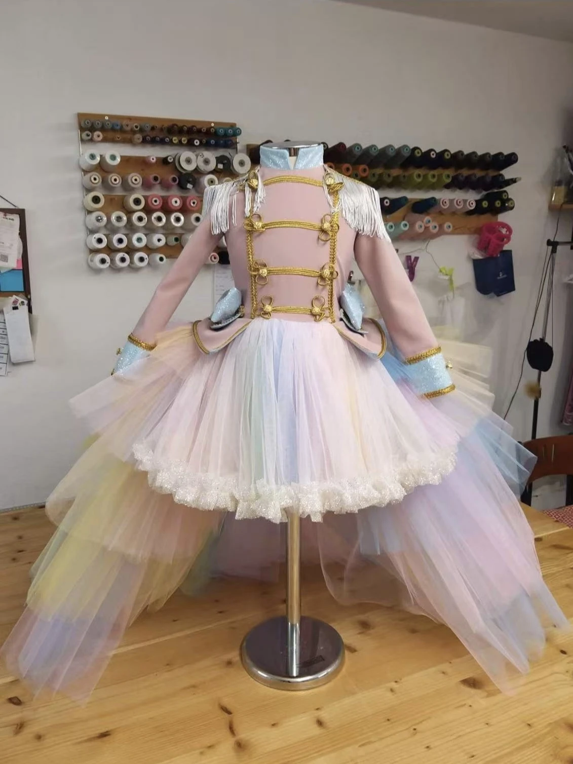 

0-12Y Baby Girl Autumn Pink Blue Vintage Princess Dress for Birthday Photography Holiday Eid C240
