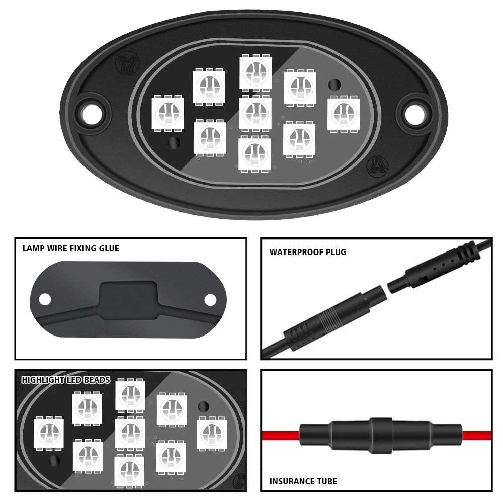 RGB LED Chassis Lights APP Remote Control Ambient Mood Light for Jeep Trucks Off Road SUV Car ATV Underbody Decorative Neon Lamp