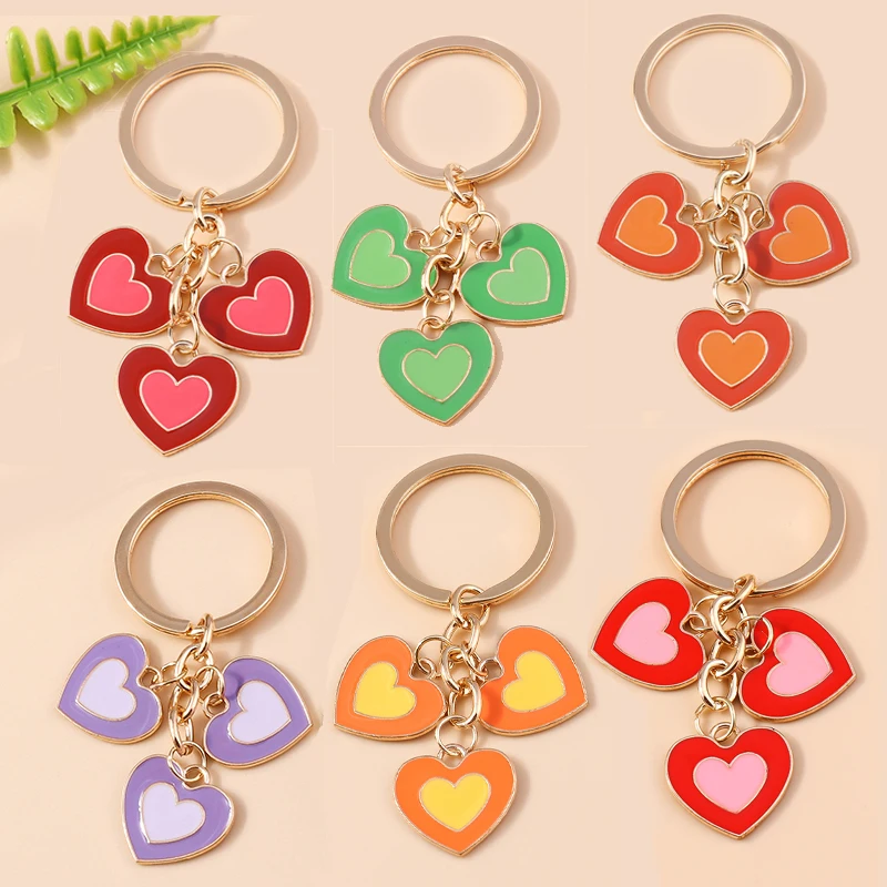 Aihua adorável colorido coração chaveiro amor chaveiro presente do dia dos namorados chaveiros para mulheres meninas bolsa acessórios jóias