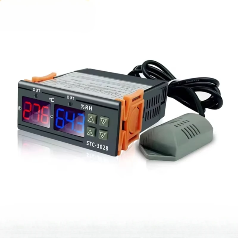 المزدوج ترموستات رقمي التحكم في درجة الحرارة والرطوبة STC-3028 ميزان الحرارة الرطوبة حاضنة تحكم التيار المتناوب 220 فولت تيار مستمر 12 فولت 24 فولت