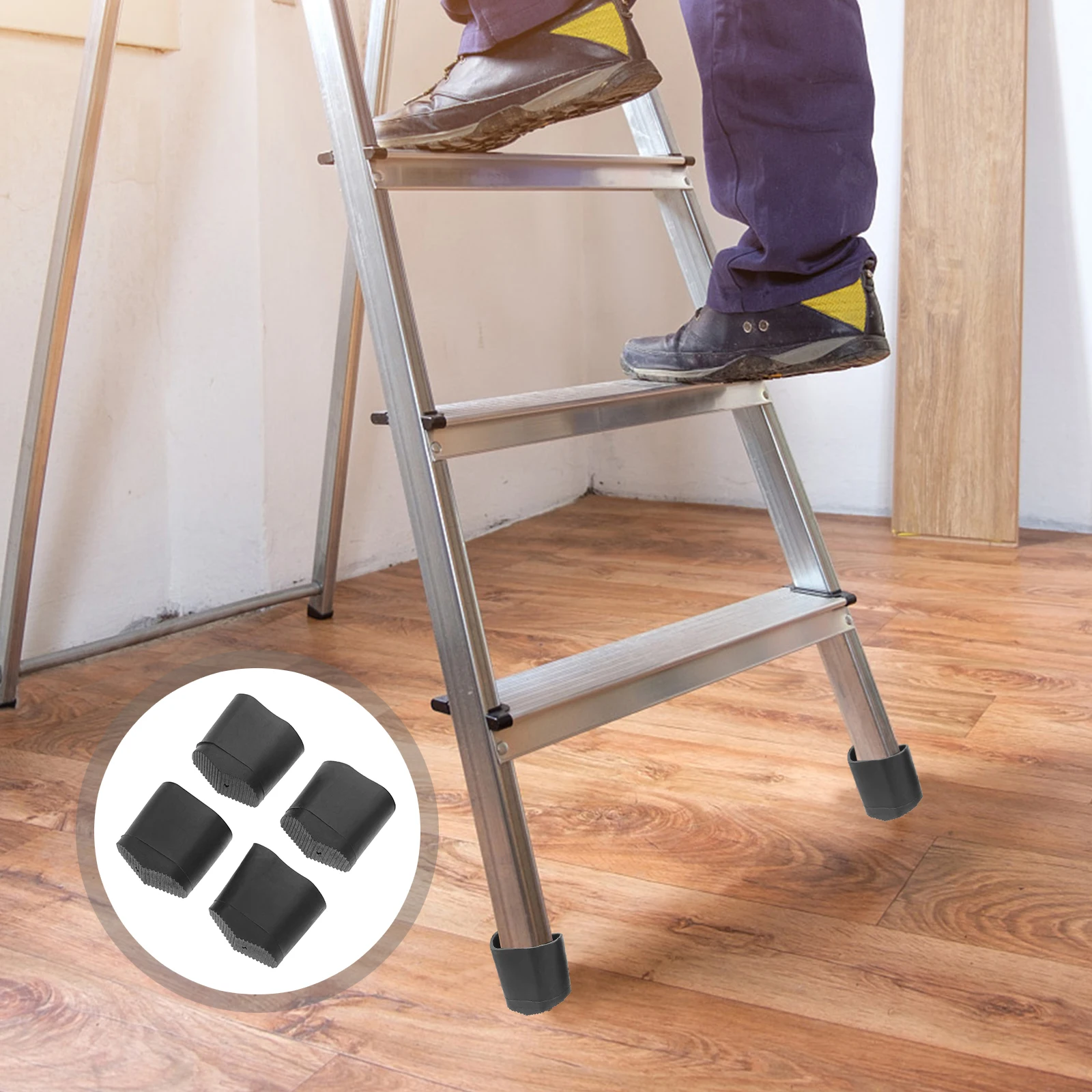 

4Pcs Ladder Feet Protectors Silicone Non-Skid Covers for Extension Ladder Stability Floor Protector Anti-Vibration Bumpers