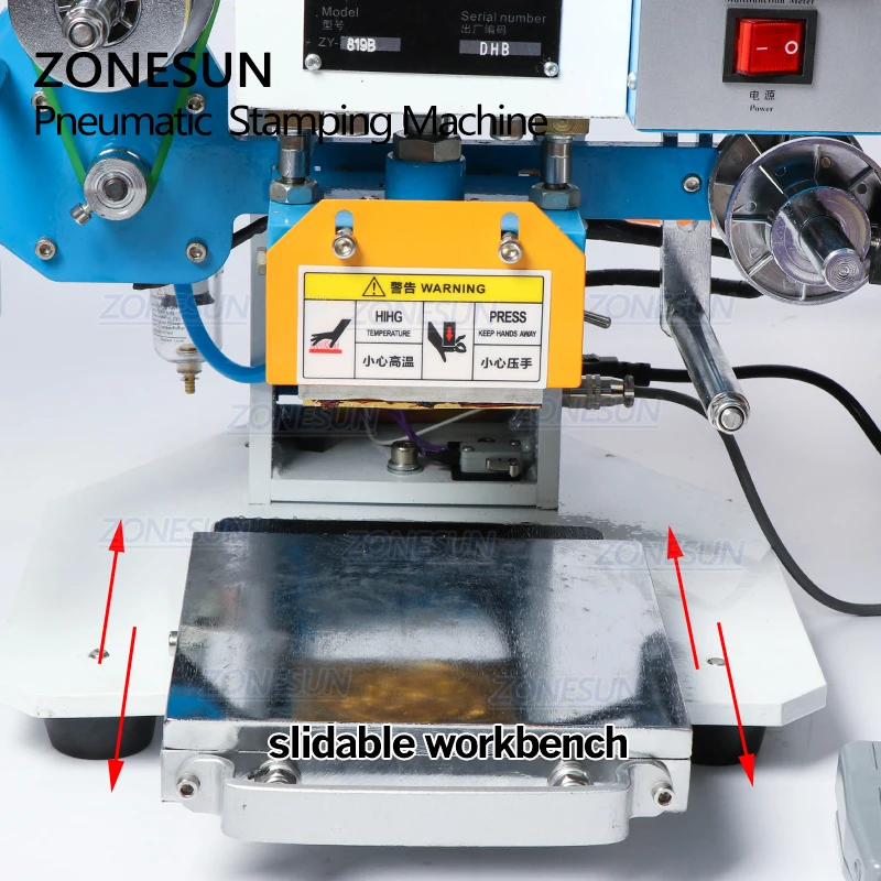 ZONESUN ZS-819B Pneumatische automatische Heißfolienprägemaschine aus Leder, Wärmepresse für Papier, individuelles Hochzeitseinladungs-Logo