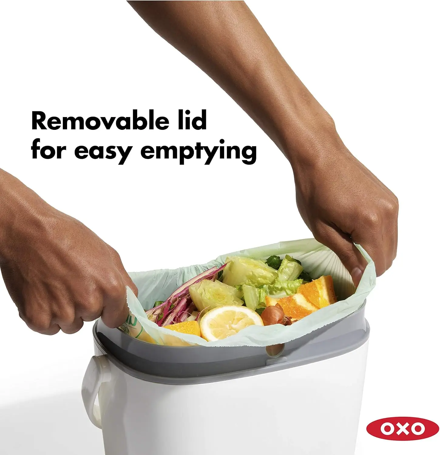 Easy-Clean Compost Bin, White, 1.75 Gallon / 6.62 Liter Capacity for Kitchen Waste