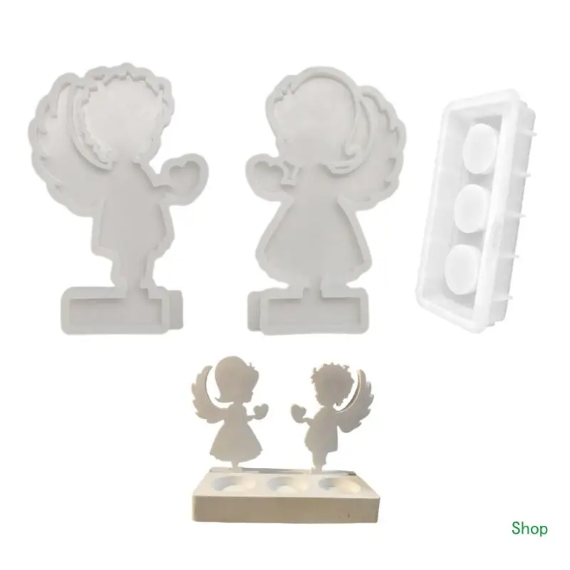 

Dropship Set of 3 Angel Holding Heart Shaped Candlestick Silicone Mold for Artisans