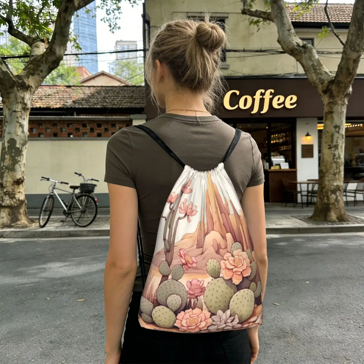 

Рюкзаки с изображением пустыни, кактусов и скальных пород, портативные сумки на шнурке, спортивные сумки, сумки для книг для мужчин, женщин, студентов