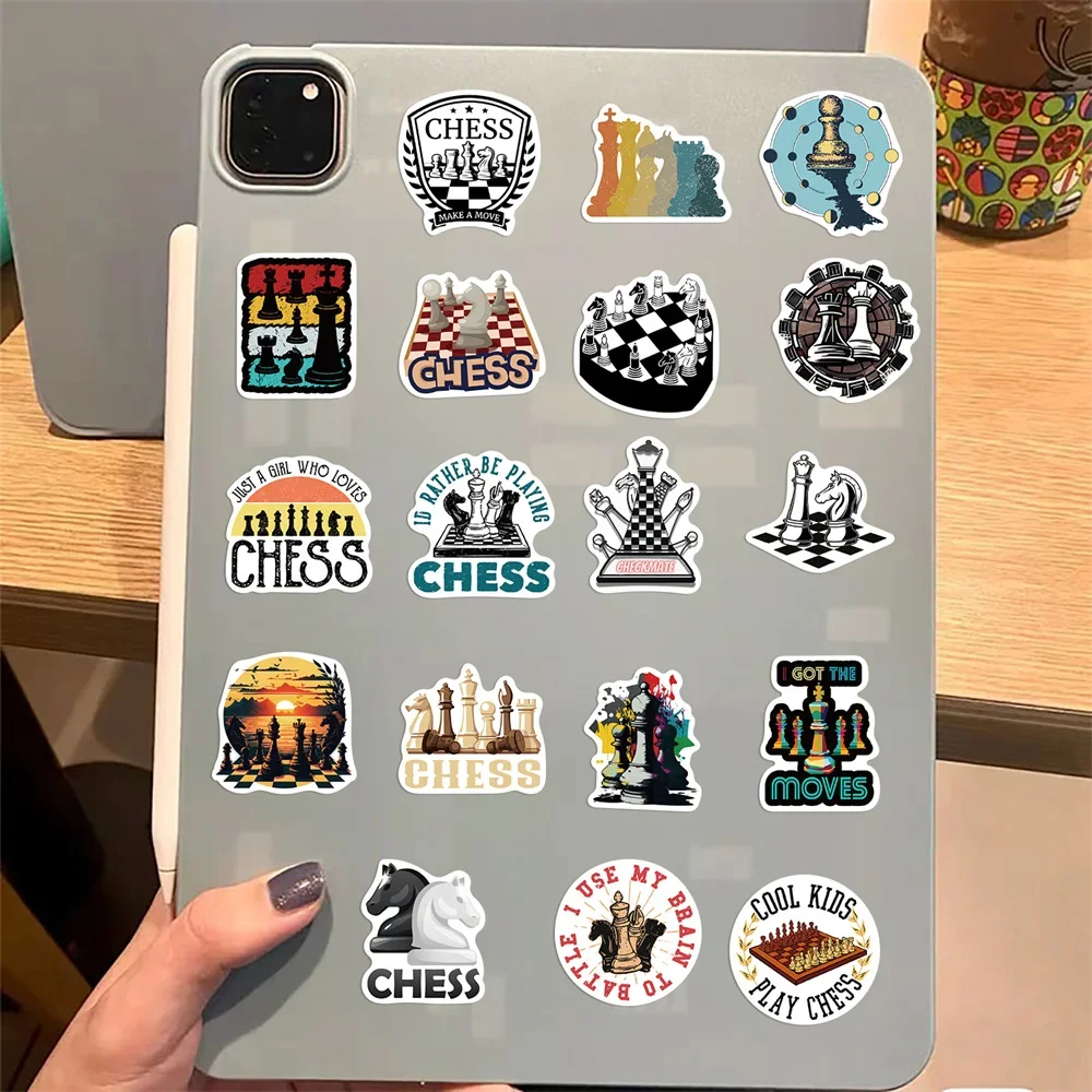 Cartoon Play Chess Stickers for Guitar, Suitcase, Phone, Laptop, Craft Supplies, iPad, DIY Sticker, Scrapbooking Material, 50Pcs