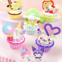 Sanrio Kuromi Hellokitty BLOCK Original Series Cartoon Cake Assembly Building Block Toys Cinnamoroll My Melody Girls Collection
