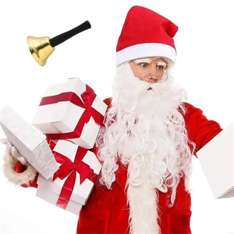 

Комплект одежды для наряда Санта-Клауса, плюшевая рождественская шапка и белая борода, очки и перчатки, комплекты аксессуаров